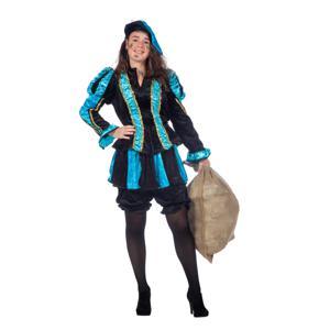 Pietenpak roetveeg Piet Luxe - blauw - pieten verkleed kostuum 4-delig - dames