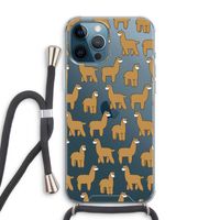 Alpacas: iPhone 12 Pro Max Transparant Hoesje met koord