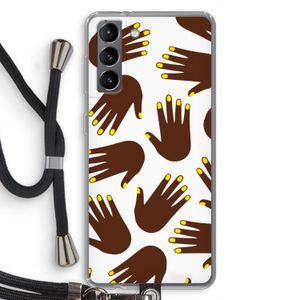 Hands dark: Samsung Galaxy S21 Transparant Hoesje met koord