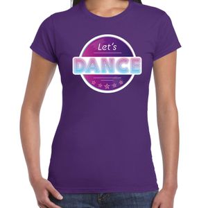 Lets Dance disco / feest t-shirt paars voor dames