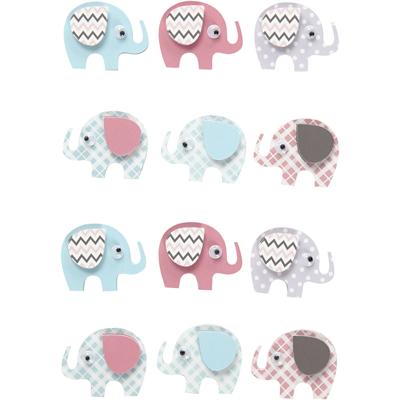 Creativ Company 3d stickers, olifanten, h: 25 mm, b: 31 mm, dikte 7 mm, 12 stuk/ 1 doos
