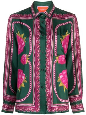 La DoubleJ chemise Boy en soie à fleurs - Vert