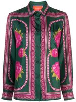 La DoubleJ chemise Boy en soie à fleurs - Vert La DoubleJ chemise Boy en soie à fleurs - Vert