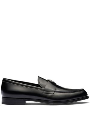 Prada mocassins en cuir à effet brossé - Noir
