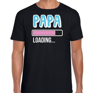 Cadeau t-shirt aanstaande papa - papa loading - blauw/roze- heren - Vaderdag/verjaardag
