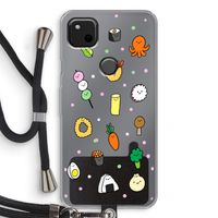 Happy bento friends: Pixel 4a Transparant Hoesje met koord