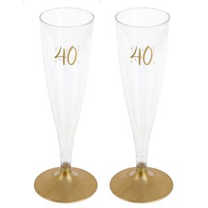 Verjaardag feest champagneglazen - leeftijd - 24x - 40 jaar - goud - kunststof