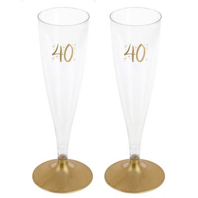 Verjaardag feest champagneglazen - leeftijd - 24x - 40 jaar - goud - kunststof