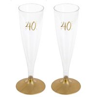Verjaardag feest champagneglazen - leeftijd - 24x - 40 jaar - goud - kunststof