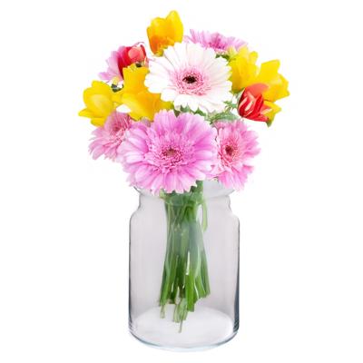 Stijlvolle bloemenvaas - glas - transparant - 25 x 18 cm - modern