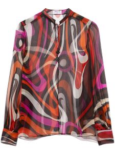 PUCCI blouse en soie à imprimé ondulé - Noir