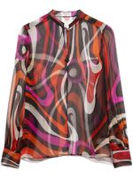 PUCCI blouse en soie à imprimé ondulé - Noir