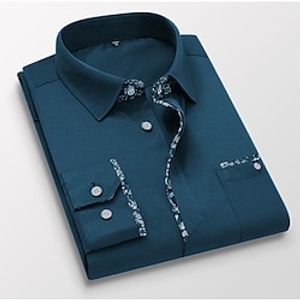 Voor heren Overhemd Overhemd met knopen Shirt met kraag Zwart Wit Rood Marineblauw Lange mouw Effen Alle seizoenen Bruiloft Werk Kleding Lightinthebox