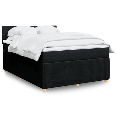 Boxspring met matras stof zwart 140x190 cm