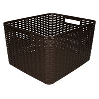 Plasticforte Opbergmand - Kastmand - rotan kunststof - donkerbruin - 28 Liter - 34 x 40 x 23 cm   - - thumbnail