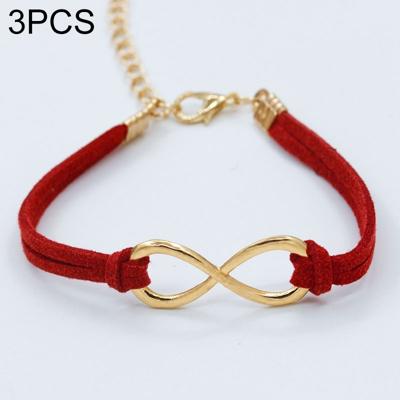3 STKS vrouwen mode symbool Word 8 bindgaren armbanden (rood)