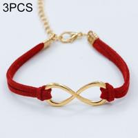 3 STKS vrouwen mode symbool Word 8 bindgaren armbanden (rood)