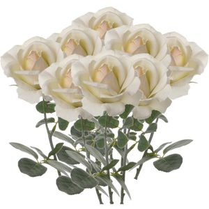 8x Creme witte rozen/roos kunstbloemen 37 cm