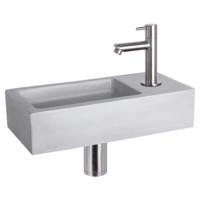 Differnz Ravo fonteinset beton lichtgrijs - kraan recht - 38.5 x 18.5 x 9 cm - mat chroom