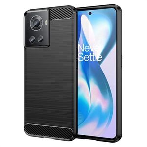 OnePlus Ace/10R Geborsteld TPU Hoesje - Koolstofvezel - Zwart