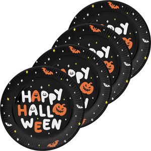 Halloween thema feest bord - 24x - pompoen print - papier - D23 cm