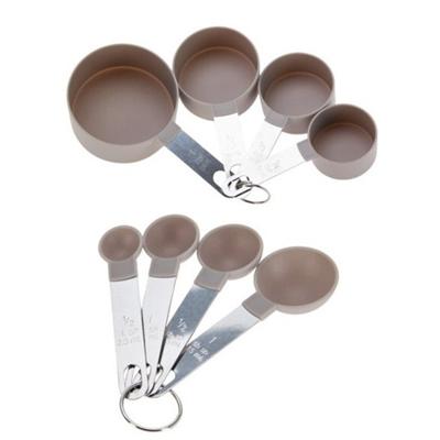 Maatschepjes/maatlepeltjes Set 8 stuks Kunststof & RVS Bruin Keukenmaatlepels
