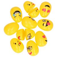 Emoticon Paaseieren om te vullen - 30x stuks - 6 cm - paaseitjes geel - Paasdecoratie