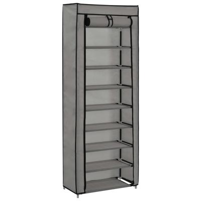 VidaXL Schoenenkast met hoes 57x29x162 cm stof grijs