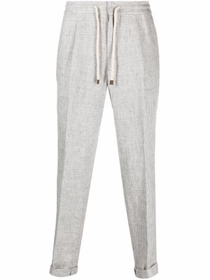 Brunello Cucinelli pantalon de costume à lien de resserrage - Gris