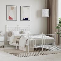 Bedframe met hoofd- en voeteneinde metaal wit 120 x 190 cm