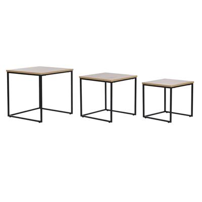 Set van 3 tafels DKD Home Decor Zwart Metaal 45 x 45 x 45 cm Hout MDF