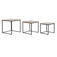 Set van 3 tafels DKD Home Decor Zwart Metaal 45 x 45 x 45 cm Hout MDF