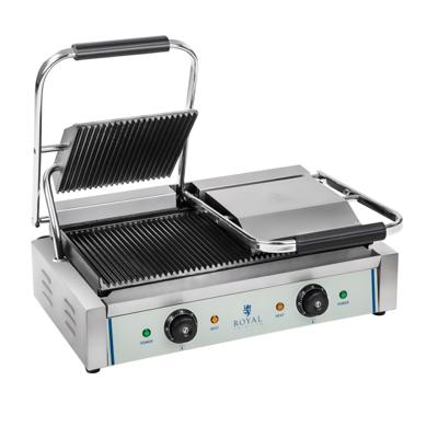 Dubbele contactgrill - geribbeld - 2 x 1.800 W