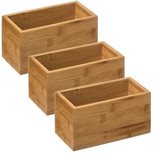 Set van 3x stuks sieraden/make-up houder/box rechthoek 18 x 9,5 cm van bamboe hout