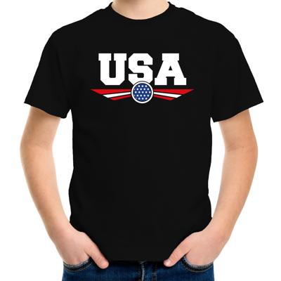 USA Amerika landen supporters t-shirt - zwart - kinderen - Fan kleding - EK / WK / Olympische spelen