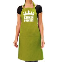 Keuken Prinses barbeque schort / keukenschort lime groen dames   -