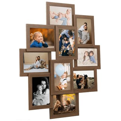VidaXL Fotolijst voor 10x(13x18 cm) foto mdf lichtbruin
