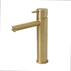 Wastafelmengkraan Hotbath Cobber 1-hendel Recht 21.6 cm Geborsteld Messing PVD