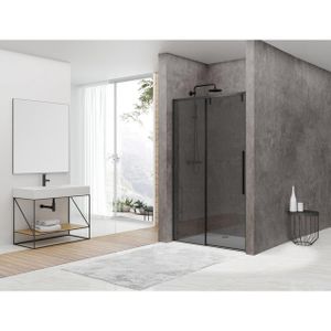 Van Rijn Products ST06 Softclose schuifdeur met 8mm rookglas 138x200cm inclusief greep zwart ST06300140ZWGR