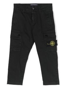 Stone Island Junior pantalon droit à patch logo - Noir