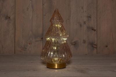 B.O.T. Tree Glass 15X28,5 cm Pink With Golden Base 10Led - Annas collection