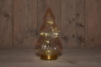 B.O.T. Tree Glass 15X28,5 cm Pink With Golden Base 10Led - Annas collection