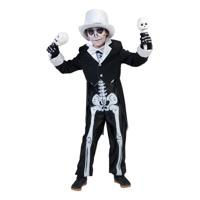 Skelet verkleed kostuum voor kinderen - 2-delig - zwart/wit - Halloween/carnaval verkleedkleding