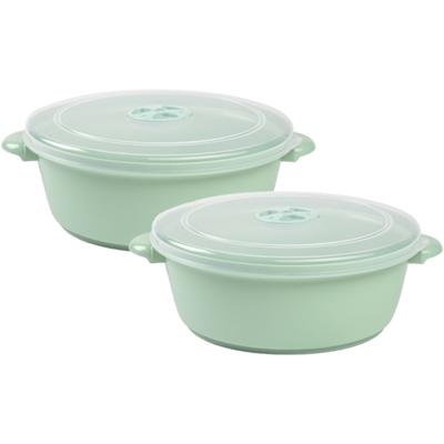Plasticforte Magnetronschaal met deksel/ventiel - 2x - 2L - lichtgroen - kunststof - BPA vrij