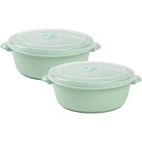 Plasticforte Magnetronschaal met deksel/ventiel - 2x - 2L - lichtgroen - kunststof - BPA vrij