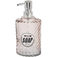 Items Zeeppompje/dispenser - 17 cm - glas - oranje - 300 ml - navulbaar - toilet/badkamer/keuken