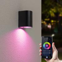 Alvin Smart Wandlamp LED - Wifi + Bluetooth - 5,5 Watt 345 lumen - Dimbaar - RGBWW - IP65 waterdicht - GU10 - Downlight - Zwart - Google Home, Amazon Alexa en Siri