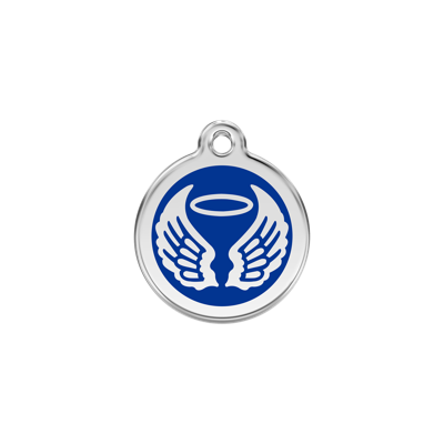 Angel Wings Navy roestvrijstalen hondenpenning small/klein dia. 2 cm - Reddingo