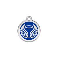 Angel Wings Navy roestvrijstalen hondenpenning small/klein dia. 2 cm - Reddingo