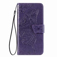 OPPO A96 Book Case Hoesje met Patroon - Vlinderpatroon - Kunstleer - Pasjeshouder - OPPO A96 - Donkerpaars